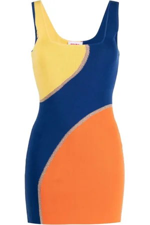 Solid Vestido de playa con diseño colour block