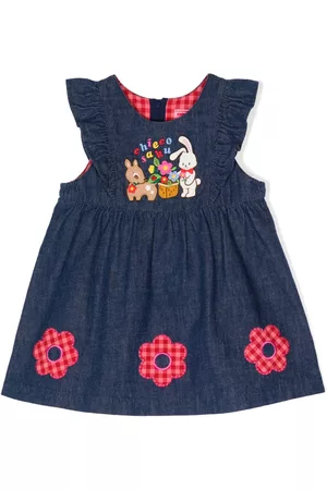 Miki House Vestido estilo pichi vaquero con motivo bordado