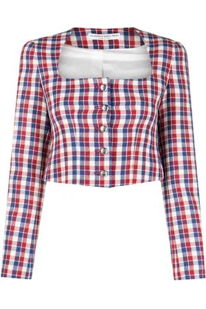 Alessandra Rich Chaqueta corta a cuadros