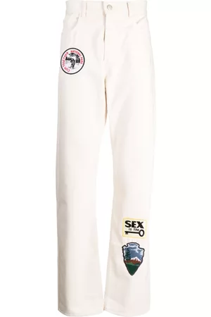 CARNE BOLLENTE Pantalones rectos con detalle de parches