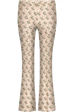 Giambattista Valli Pantalones capri acampanados con motivo floral en jacquard
