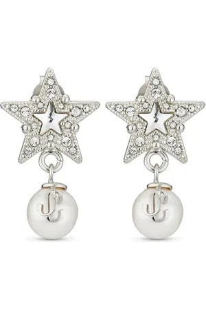 Jimmy Choo Pendientes Crystal Star con logo en relieve