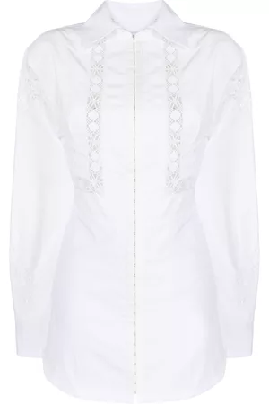 Marine Serre Vestido camisero Household con ribete de encaje