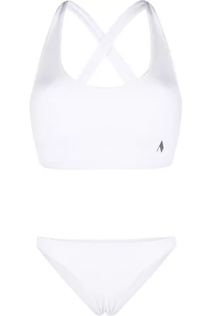 The Attico Bikini de canalé con parche con logo
