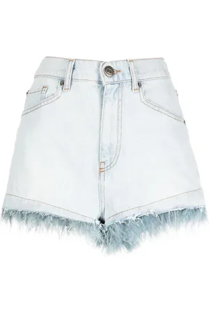 Twin-Set Pantalones vaqueros cortos con ribete de pluma
