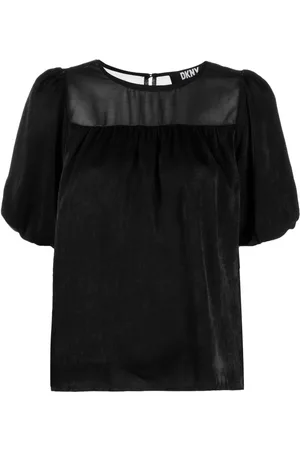 DKNY Blusa con detalles fruncidos y manga corta