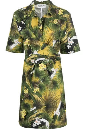 Iceberg Vestido camisero con motivo tropical