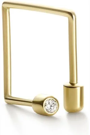 SHIHARA Pendiente Twist Square 01 en oro amarillo de 18kt con diamantes