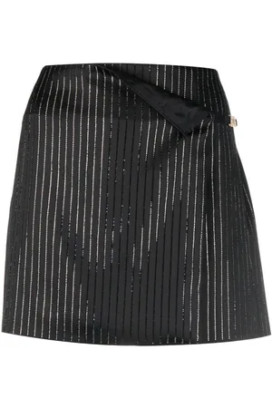 GCDS Falda Logo Clip Pinstrip con apliques de strass