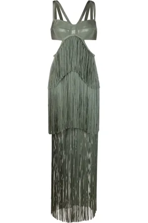 Hervé Léger Vestido largo con capas escalonadas