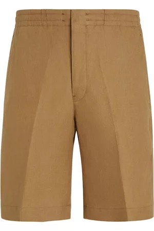 Z Zegna Hombre Pantalones cortos - Mid-rise linen shorts