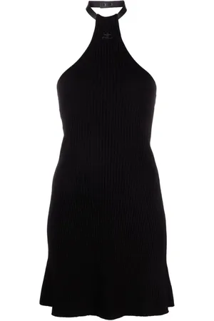Courrèges Vestido corto de canalé con cuello halter