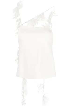 Jil Sander Top tipo camisola con ribete de plumas