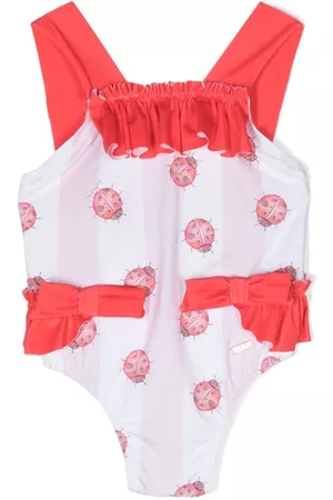 PATACHOU Bañador Ladybug con ribete de volantes
