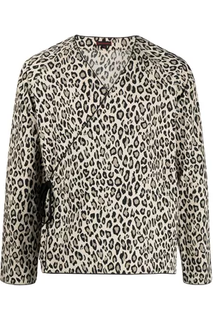 CLOT Camisa con estampado de leopardo y cuello en V