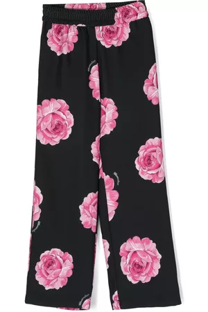 MONNALISA Pantalones rectos con rosas estampadas