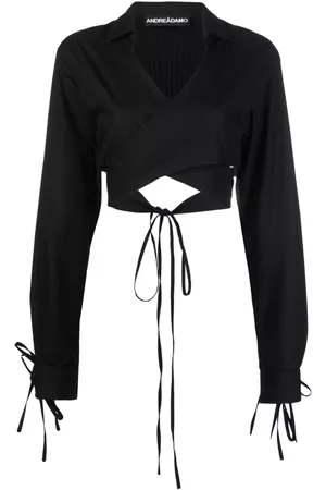 ANDREADAMO Blusa corta con diseño cruzado