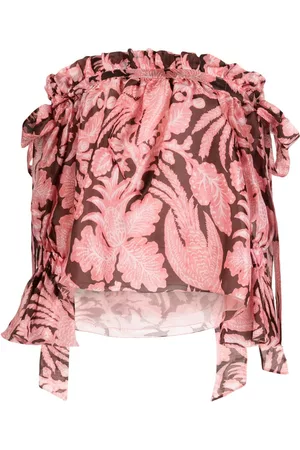 BIYAN Blusa con estampado floral y volantes