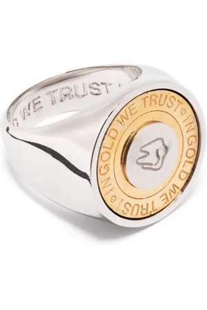 In Gold We Trust Anillo de sello con logo grabado