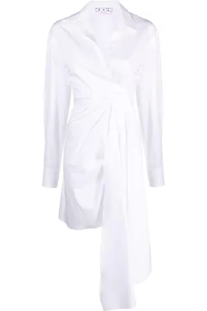 OFF-WHITE Vestido camisero asimétrico drapeado