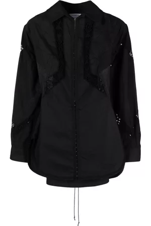 Marine Serre Vestido camisero con detalles de encaje