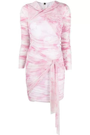 Msgm Vestido corto fruncido y diseño tie-dye