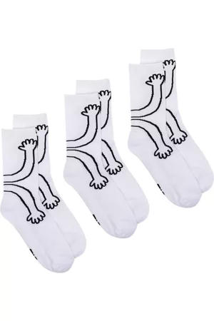 Natasha Zinko Set de tres pares de calcetines con motivo Hans
