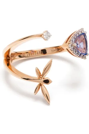 ANAPSARA Anillo Micro Trinity en oro de 18kt con diamante y topacio