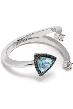 ANAPSARA Anillo Micro en oro blanco de 18kt con diamantes y topacio