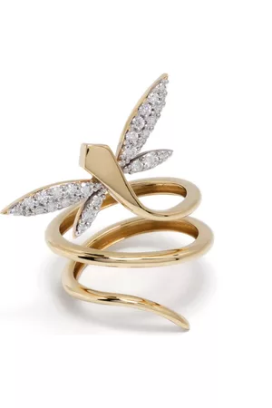 ANAPSARA Anillo Micro Dragonfly en oro amarillo de 18kt con diamantes