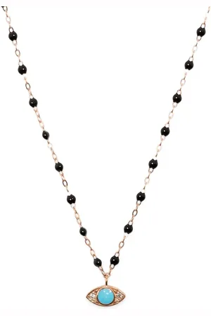 GIGI CLOZEAU Collar Eye Sparkle en oro rosa de 18 ct con diamantes y turquesa