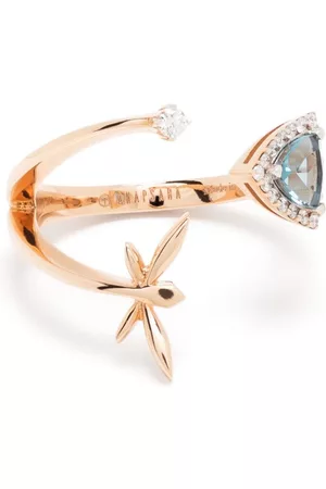 ANAPSARA Anillo Micro Trinity en oro de 18kt con diamante y topacio