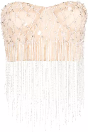 Des Phemmes Top corto con apliques de cristal