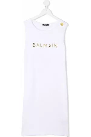Balmain Vestido sin mangas con logo en el pecho