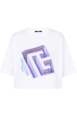 Balmain Camiseta corta con logo estampado