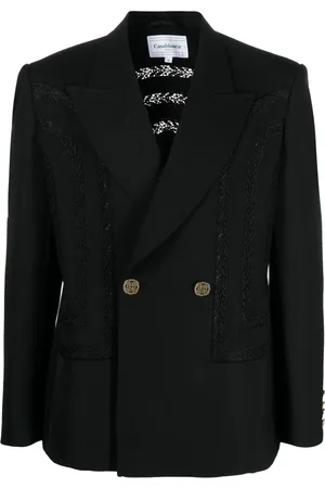 Casablanca Blazer con doble botonadura y bordado inglés