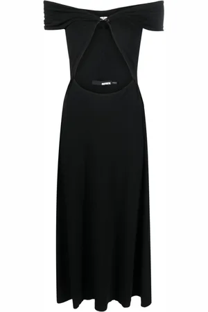 ROTATE Vestido midi con abertura y hombros descubiertos