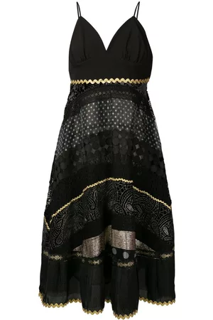 Olympiah Vestido midi sin mangas con estampado mixto