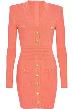 Balmain Vestido corto con botones y cuello en V