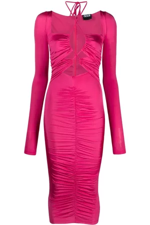 VERSACE Vestido midi con cordones y aberturas