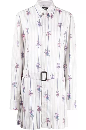 EgonLab Vestido camisero a rayas con estampado floral