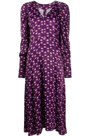 ROTATE Vestido midi con motivo de pensamientos