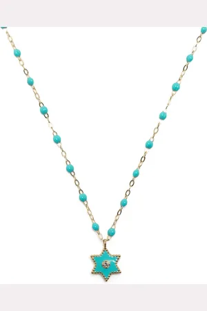 GIGI CLOZEAU Collar Étoile en oro de 18kt con diamantes y turquesa