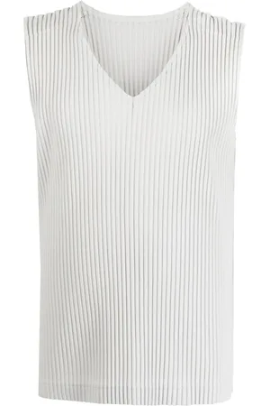 Issey Miyake Top plisado con cuello en V