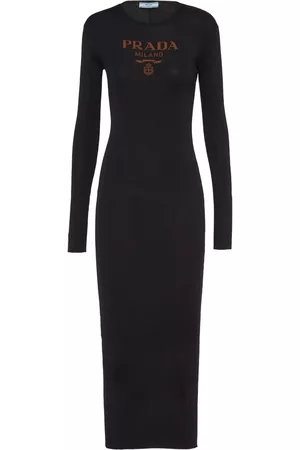 Prada Vestido midi con logo estampado