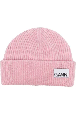 Ganni Gorro con logo en intarsia