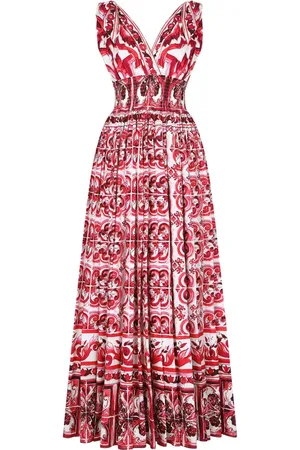 Dolce & Gabbana Vestido largo con estampado Mayólica