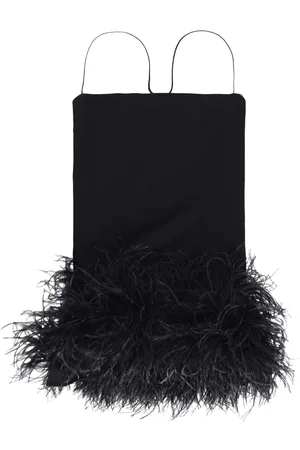 The Attico Minivestido Fujiko con ribete de plumas