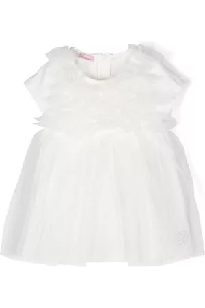 MISS BLUMARINE Vestido con volantes y cuello redondo