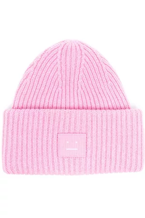 Acne Studios Gorros - Face-patch ribbed-knit beanie